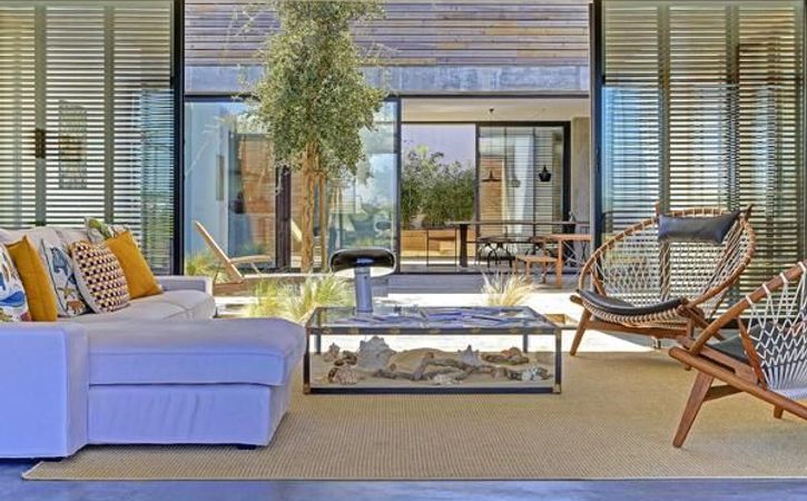 Exklusive Designvilla in Dünenlage am Meer, Dachterrasse mit Pool